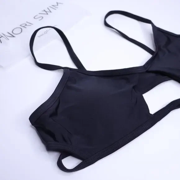 SANORI SWIM Sao Paulo Bikini Top Black Cut Out Swimwear Women's S
